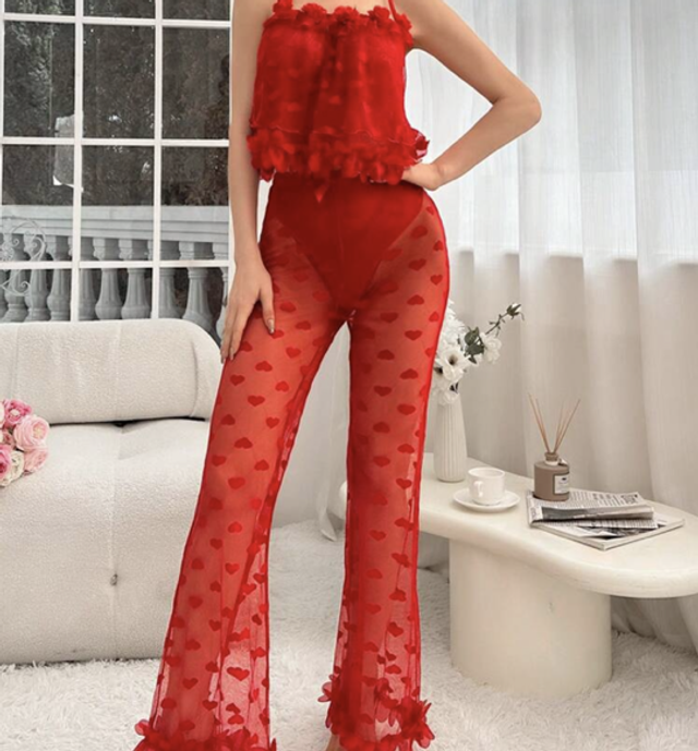 2 pièces rouge à cœur